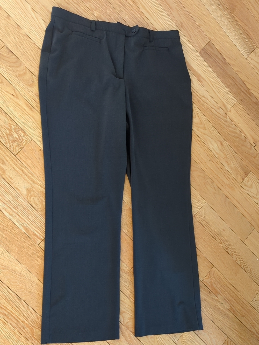 Tribal Stretch Extendible Women's Dress Pants Faux Pockets Charcoal Gray 16